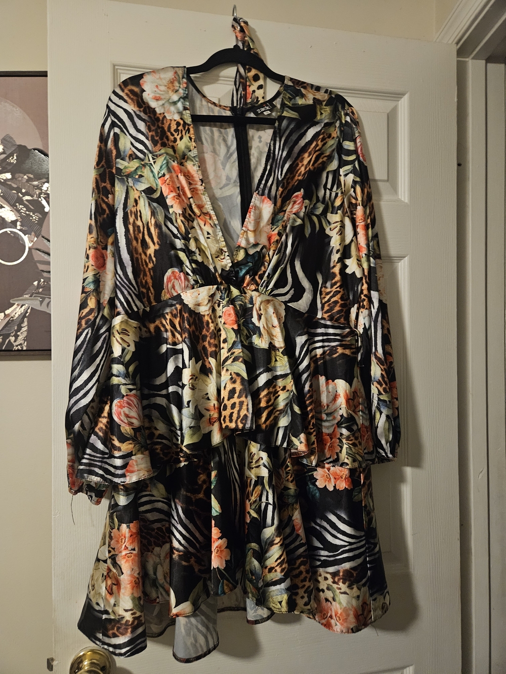 ASOS Curve Black Floral & Animal-Print Mini Dress